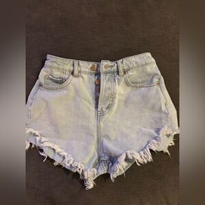 wild fable Light Wash Denim Distressed High-Rise Shorts